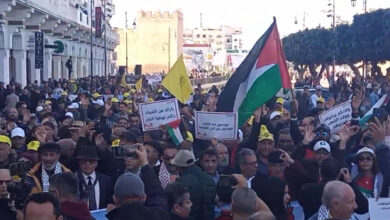 حضور العلم الفلسطيني في مسيرة بالرباط